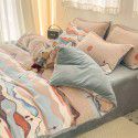 Autumn and winter thickened milk velvet bed four piece set, double-sided plush warm coral velvet bed sheet and quilt cover, three piece set wholesale 