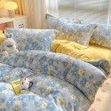 Autumn and winter thickened milk velvet bed four piece set, double-sided plush warm coral velvet bed sheet and quilt cover, three piece set wholesale 