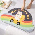 Semi round rainbow cartoon crystal cashmere imitation carpet Non slip foot mat at the entrance of bathroom Water absorbing floor mat 