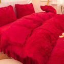 Mink four piece warm and comfortable princess style long plush three piece solid color bed sheet 