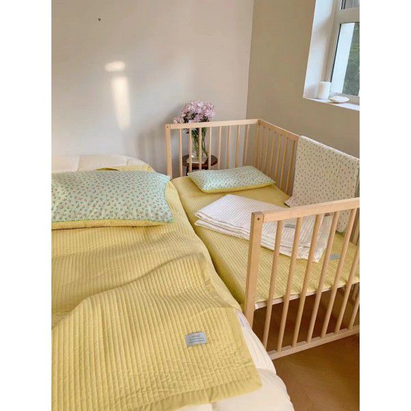 Foreign trade parent-child net red bed cover three piece set simple straight Korean ins cotton clip slip solid color cotton bed sheet 