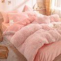 Mink four piece warm and comfortable princess style long plush three piece solid color bed sheet 