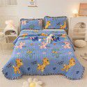 Autumn and winter thickened milk velvet bed cover three piece quilted cotton crystal velvet blanket lace warm blanket sub sheet 