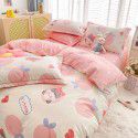 Live broadcast 40s printing jet cotton four piece set ins small fresh pure cotton twill single double bed sheet quilt cover wholesale 