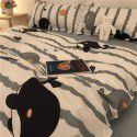 Nordic Black and White Panda Cow Cartoon 4-Piece Duvet Cover Bedding Sheet 3-Piece Dormitory 