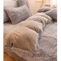 Mink four piece warm and comfortable princess style long plush three piece solid color bed sheet 