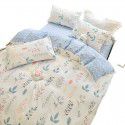 Autumn and Winter 60 Thread Count Countryside Small Fresh Cotton Long staple Cotton Print 4-Piece Flat Sheet Quilt Cover Pillow Case Washing Kit 