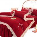 Wedding red four piece set, newly married light luxury bed sheet, quilt cover, net red wedding bedding, spring and autumn style 