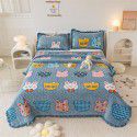 Autumn and winter thickened milk velvet bed cover three piece quilted cotton crystal velvet blanket lace warm blanket sub sheet 