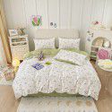 Nantong Xiaoqingxin Floral Four piece Set 100% Cotton Bedding Sheet and Quilt Cover Dormitory Three piece Nude Sleeping Set 