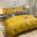 Japanese simple washable cotton, solid color, four piece bed sheet, quilt cover, bedding, student dormitory, single person, three piece set 