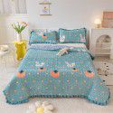 Autumn and winter thickened milk velvet bed cover three piece quilted cotton crystal velvet blanket lace warm blanket sub sheet 