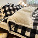 Thickened Milk Cashmere Bed 4-Piece Lamb Cashmere Checker Quilt Cover Winter Coral Cashmere Bedding Piece 3-Piece Men's Sheet Set 