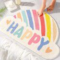 Semi round rainbow cartoon crystal cashmere imitation carpet Non slip foot mat at the entrance of bathroom Water absorbing floor mat 