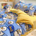 Autumn and winter cartoon small fresh milk velvet four piece set plush double faced plush thickened bed sheet quilt cover bed three piece set 