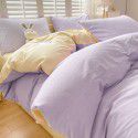 Ins style simple bedding cream style kit nude sleeping water washing cotton sheet quilt cover student dormitory four piece set 