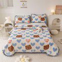 Autumn and winter thickened milk velvet bed cover three piece quilted cotton crystal velvet blanket lace warm blanket sub sheet 