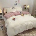 Japanese simple washable cotton, solid color, four piece bed sheet, quilt cover, bedding, student dormitory, single person, three piece set 