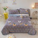 Autumn and winter thickened milk velvet bed cover three piece quilted cotton crystal velvet blanket lace warm blanket sub sheet 