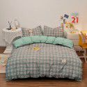 Japanese non printing washing cotton buffing bed four piece set student dormitory bed sheet quilt cover three piece fitted sheet wholesale 