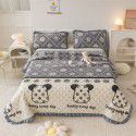 Autumn and winter thickened milk velvet bed cover three piece quilted cotton crystal velvet blanket lace warm blanket sub sheet 