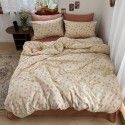 Nantong Xiaoqingxin Floral Four piece Set 100% Cotton Bedding Sheet and Quilt Cover Dormitory Three piece Nude Sleeping Set 