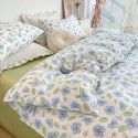 Nantong Xiaoqingxin Floral Four piece Set 100% Cotton Bedding Sheet and Quilt Cover Dormitory Three piece Nude Sleeping Set 