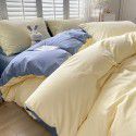 Ins style simple bedding cream style kit nude sleeping water washing cotton sheet quilt cover student dormitory four piece set 