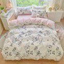 Autumn and Winter 60 Thread Count Countryside Small Fresh Cotton Long staple Cotton Print 4-Piece Flat Sheet Quilt Cover Pillow Case Washing Kit 