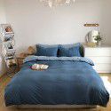 Autumn and winter new color contrast knitted cotton four piece set simple plain color quilt cover pillowcase bed sheet fitted sheet set wholesale 