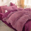 Mink four piece warm and comfortable princess style long plush three piece solid color bed sheet 