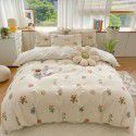 Nantong Xiaoqingxin Floral Four piece Set 100% Cotton Bedding Sheet and Quilt Cover Dormitory Three piece Nude Sleeping Set 