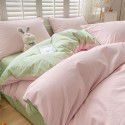 Ins style simple bedding cream style kit nude sleeping water washing cotton sheet quilt cover student dormitory four piece set 