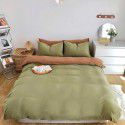 Autumn and winter new color contrast knitted cotton four piece set simple plain color quilt cover pillowcase bed sheet fitted sheet set wholesale 