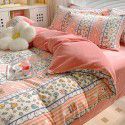 Autumn and winter cartoon small fresh milk velvet four piece set plush double faced plush thickened bed sheet quilt cover bed three piece set 