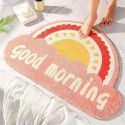 Semi round rainbow cartoon crystal cashmere imitation carpet Non slip foot mat at the entrance of bathroom Water absorbing floor mat 