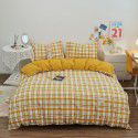 Japanese non printing washing cotton buffing bed four piece set student dormitory bed sheet quilt cover three piece fitted sheet wholesale 