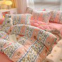 Autumn and winter thickened milk velvet bed four piece set, double-sided plush warm coral velvet bed sheet and quilt cover, three piece set wholesale 