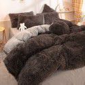 Mink four piece warm and comfortable princess style long plush three piece solid color bed sheet 