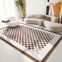 Luxury ring velvet checkerboard retro living room anti-skid carpet floor mat is fully covered with household high-grade tea table carpet 