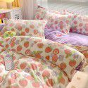 Autumn and winter thickened milk velvet bed four piece set, double-sided plush warm coral velvet bed sheet and quilt cover, three piece set wholesale 