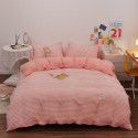 Japanese non printing washing cotton buffing bed four piece set student dormitory bed sheet quilt cover three piece fitted sheet wholesale 