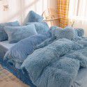 Mink four piece warm and comfortable princess style long plush three piece solid color bed sheet 