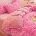 Mink four piece warm and comfortable princess style long plush three piece solid color bed sheet 