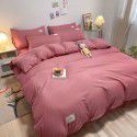 Japanese simple washable cotton, solid color, four piece bed sheet, quilt cover, bedding, student dormitory, single person, three piece set 