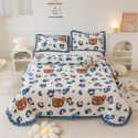 Autumn and winter thickened milk velvet bed cover three piece quilted cotton crystal velvet blanket lace warm blanket sub sheet 