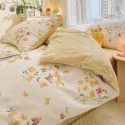 Ins wind pure cotton 100% cotton four piece bed set floral mesh red bed quilt cover sheet three piece fitted sheet 