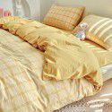 Cotton wash cotton bed four piece set 100 cotton summer Japanese simple bed linen three piece set white quilt cover sheet 4 