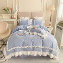 Korean Princess Wind Lolita 4-piece Spring and Autumn Dormitory Bedding Sheet and Quilt Cover Roman Cotton All Season Bedding Wholesale 