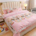 Ins Small fresh pure cotton bed sheet quilt cover fall and winter cotton bed cover three piece quilt fitted sheet four piece quilt cover 